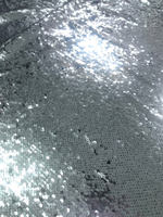 Сетка с пайетками двухсторонняя лицо серебро, черная изнанка, артикул 327329