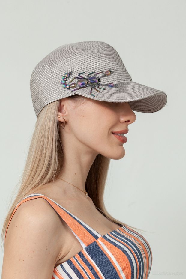 VKS-148 Кепка (Серый / 57-58 / 30х30х6 / б/р / Соломка/шелк / 0.3)