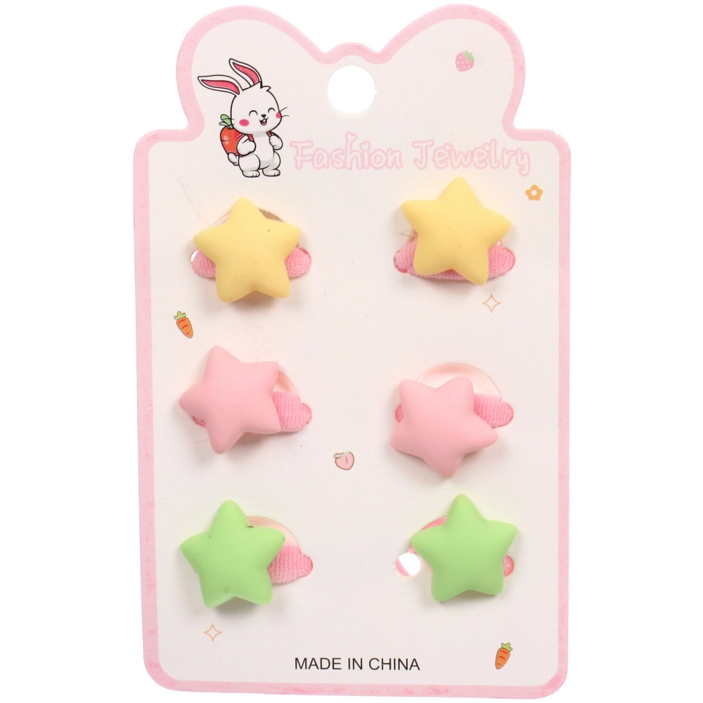 Резинки для волос детские 6шт «БАМБИ БУМ Маттэ», Звёздочки, микс 6 цветов, d-2.см/12*7.5см