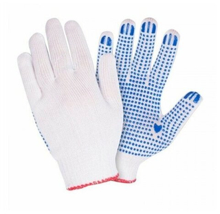 Перчатки х/б 5-нит. с ПВХ белые (Россия)