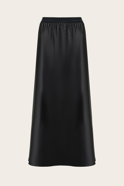 Черная сатиновая юбка в бельевом стиле