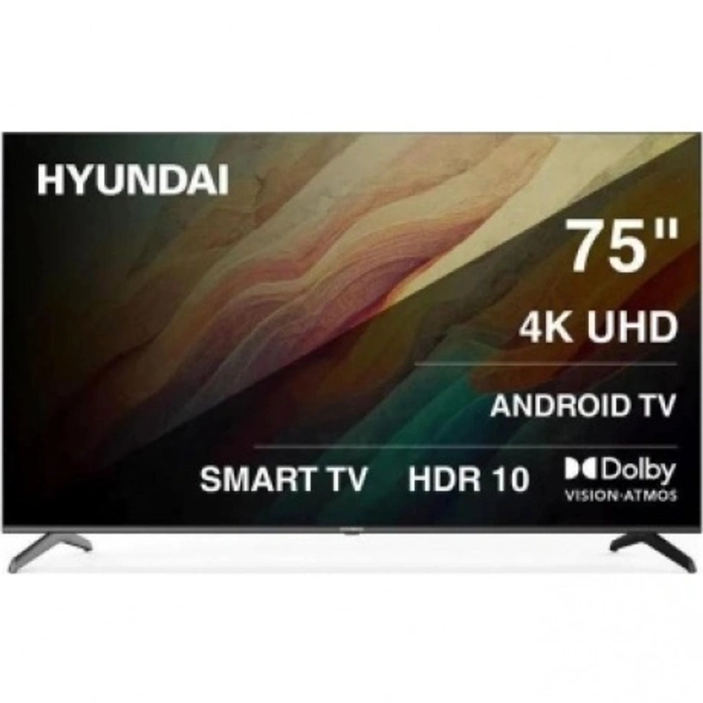 Телевизор LED Hyundai 75" H-LED75BU7009 Android TV Frameless черный 4K Ultra HD 60Hz DVB-T DVB-T2 DVB-C DVB-S DVB-S2 USB WiFi Smart TV