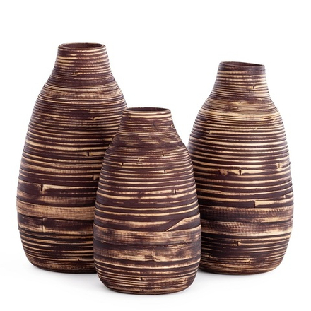Набор ваз Secret De Maison VENCH ( mod. LS-0184 ) бамбук, 23 х 23 х 41 см , 20 х 20 х 36 см, 18 х 18 х 31 с, коричневый/бежевый