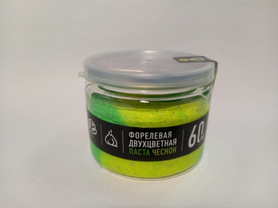 Форелевая паста "Чеснок" двухцветная, зелёная/лайм, флюоресцентная.