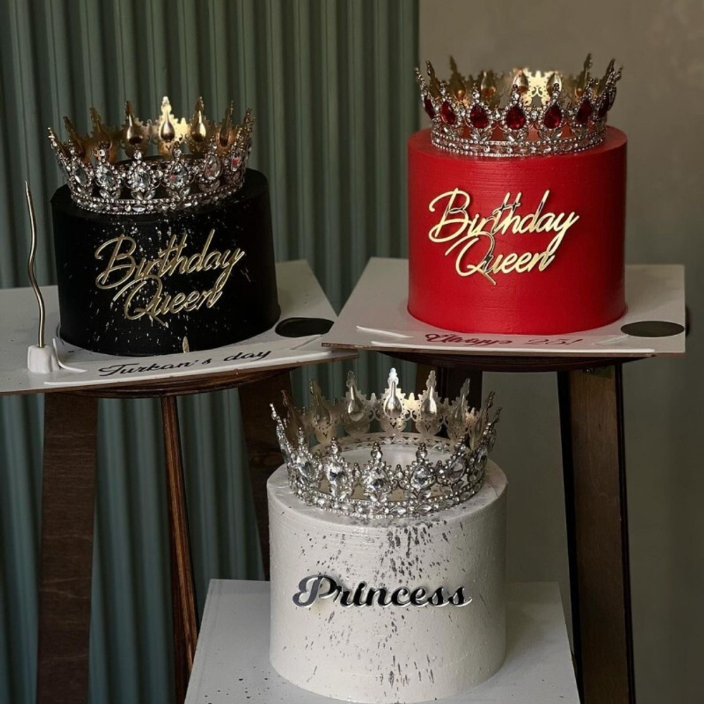 Декоративная корона на торт, золото (Золотые камни)