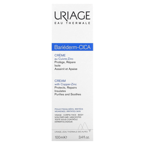 Uriage, Bariederm-Cica, крем с медью и цинком, без запаха, 100 мл (3,4 жидк. унции)