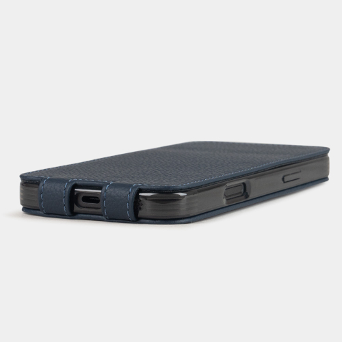 Кожаный чехол для iPhone 16 Pro Max, теленок синего цвета