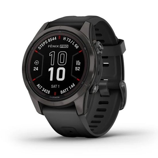 Умные часы Garmin Fenix 7S Pro Sapphire Solar Edition Carbon Gray с черным ремешком