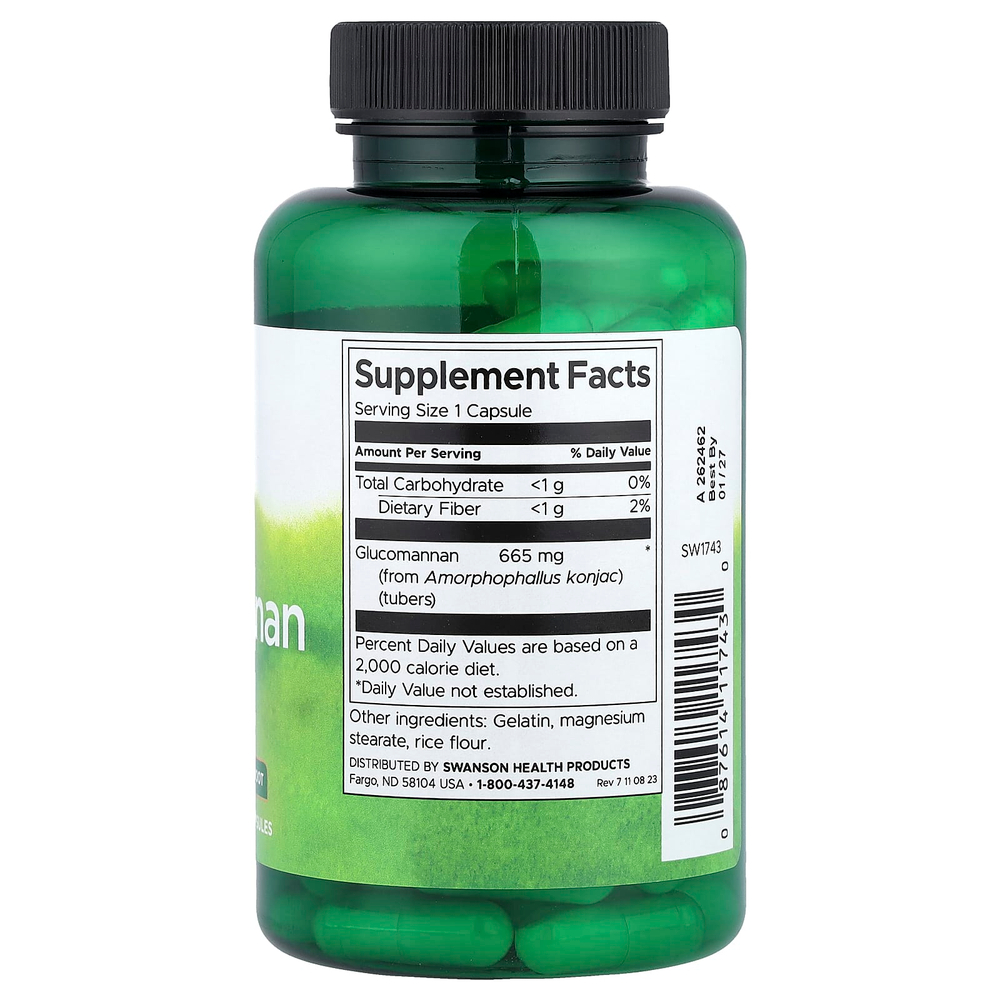 Swanson, Глюкоманнан, 665 мг, 90 капсул
