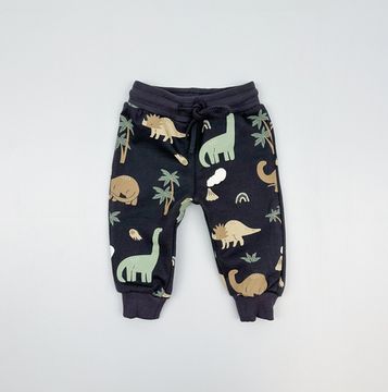 Брюки "Динозавры" из футера с начесом, Графит