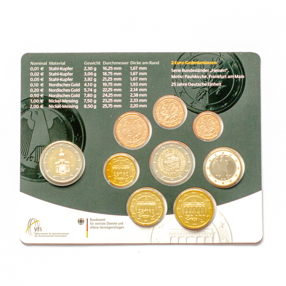 Germany 2015 Year Set (F: Stuttgart) + 2 Euro "Hessen: Frankfurter Paulskirche"