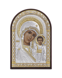 Казанская БМ, икона арочная, пластик коричневый 80х115