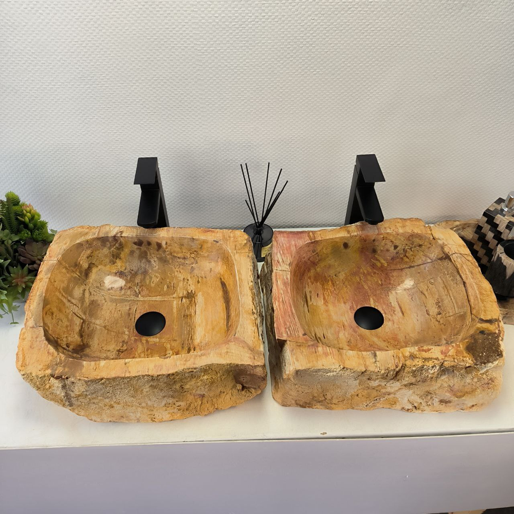 Раковина из окаменелого дерева OD-62447 47*42*15 2шт