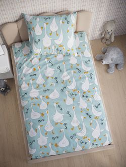 Постельное белье поплин Сказка "Гуси на мятном" 1,5-сп Наволочка 50х70 см 1 шт Простынь 150x215 смПододеяльник 145x205 см
