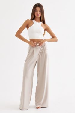 Кроп майка из хлопка кремового цвета