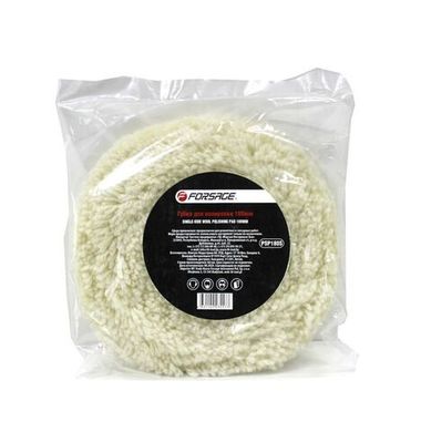 Губка для полировки из овечьей шерсти самоцепляющаяся на жесткой основе 180мм Forsage F-PSP180S