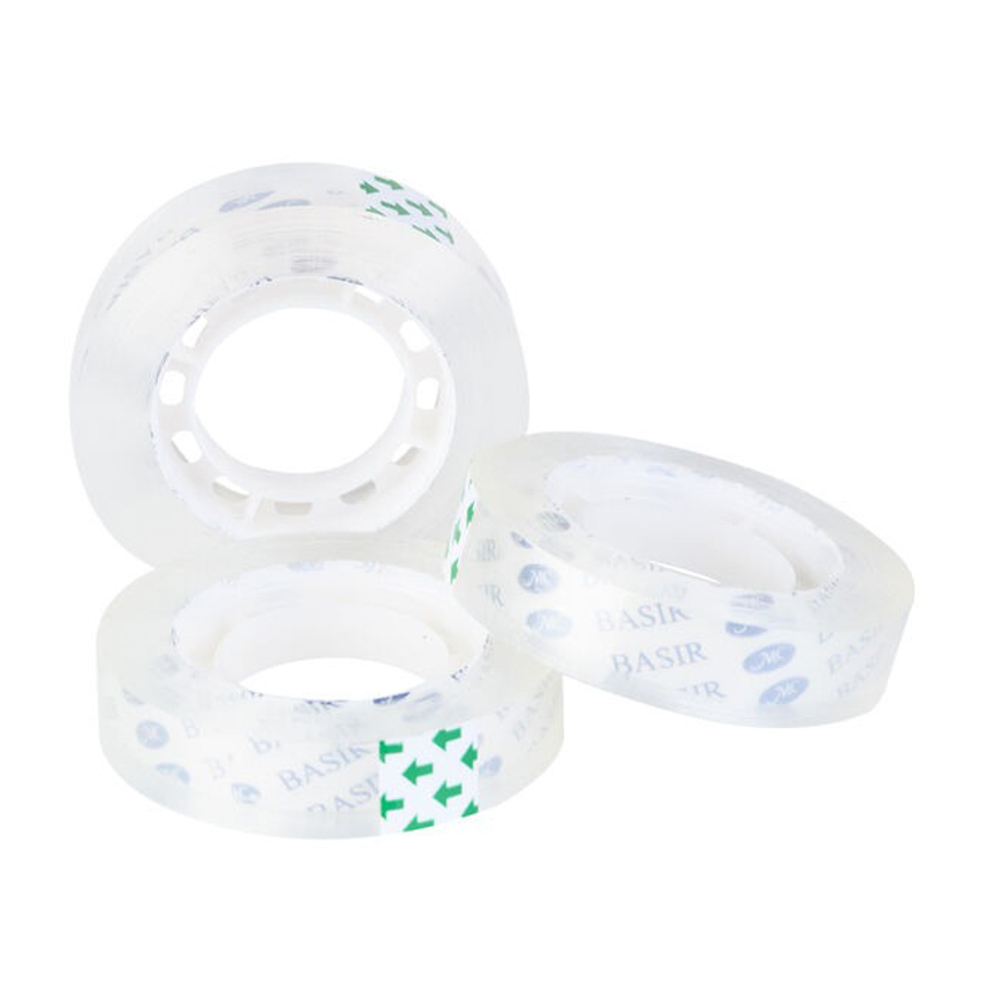Клейкая лента (скотч) канцелярская Basir, прозрачная, 12 мм, 18 м, 12 шт
