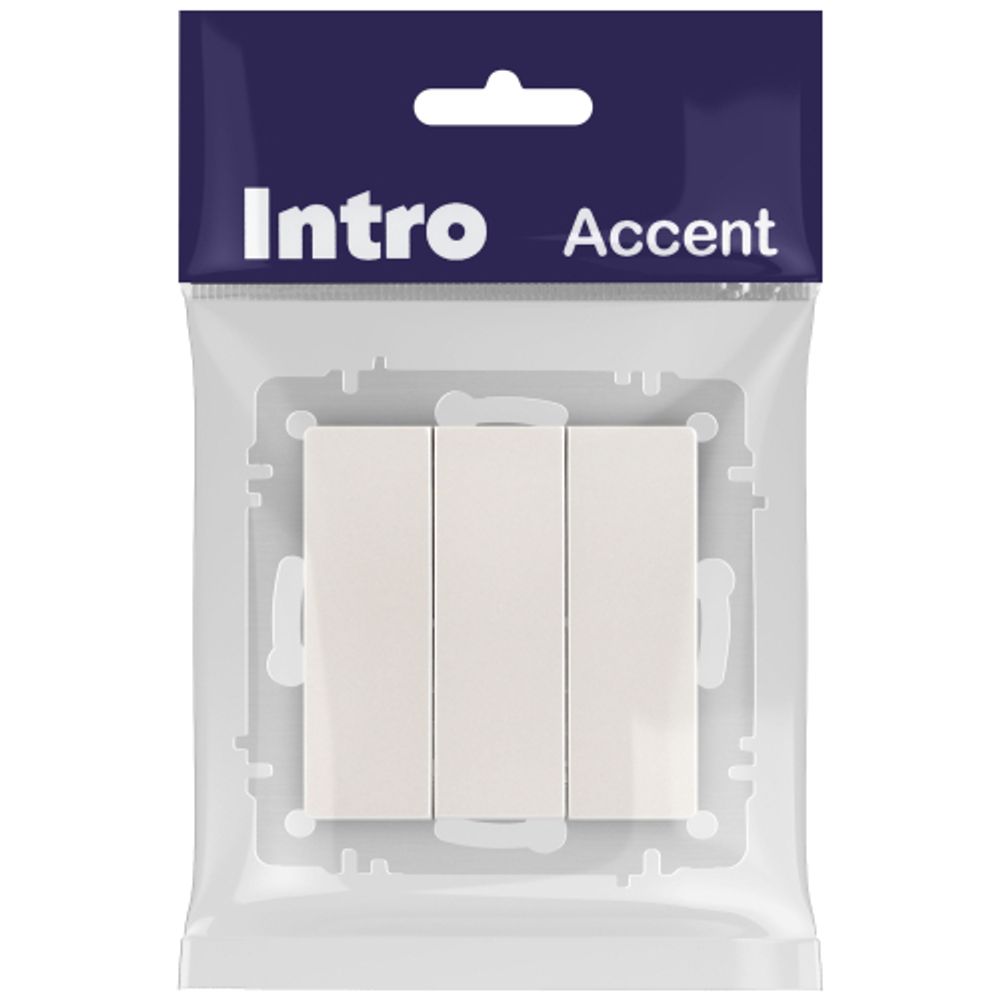 Выключатель Intro Accent 6-106-06 тройной, 10А-250В, IP20, СУ, AL/CU, перламутр | Intro
