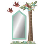 Зеркало-домик Скандик бирюзовое с птичками и цветами