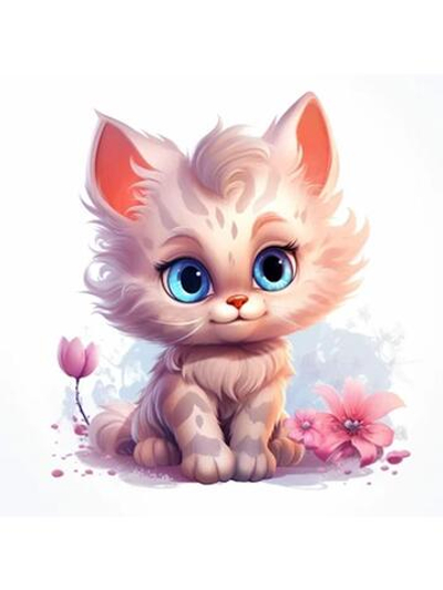 Картина по номерам 30х30см. "Малыши-животные. Голубоглазый котик" 20цв. коробка (арт. Х-6315)