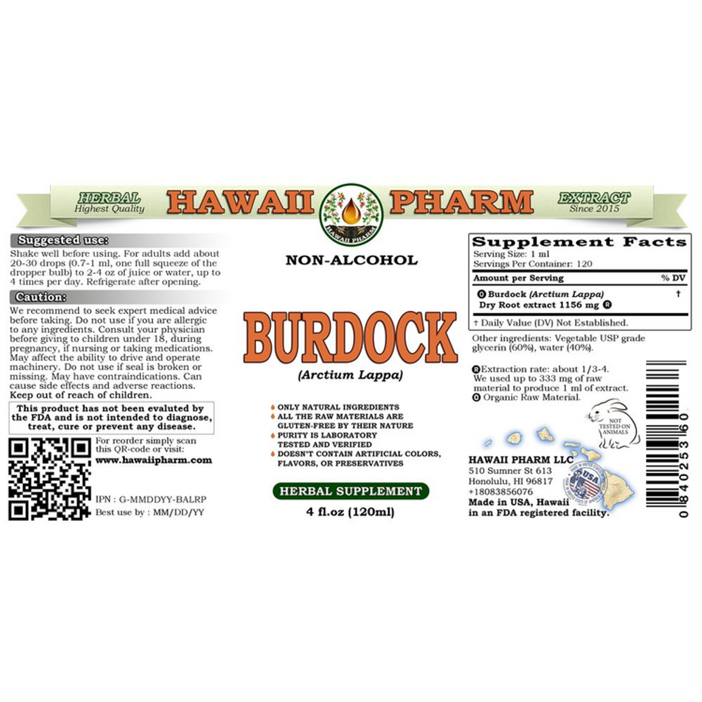 Hawaii Pharm - Burdock 120 ml