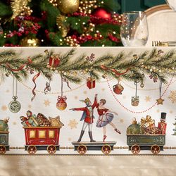 СКАТЕРТЬ "ЩЕЛКУНЧИК" 140Х300СМ БЕЖЕВЫЙ ,100%ХЛОПОК ,ТВИЛ