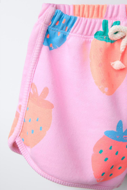 ZARA КОМПЛЕКТ ИЗ ШОРТОВ И ФУТБОЛКИ С ПРИНТОМ, РОЗОВЫЙ