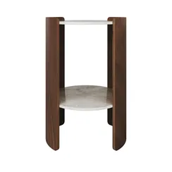 Столик Lagom Stone D 43 см высота 64 см (камень OV, орех)