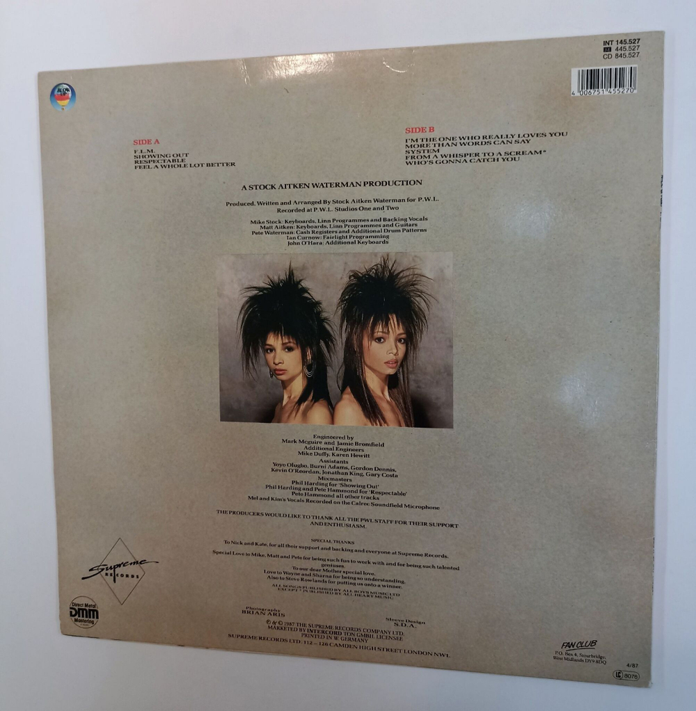 Винтажная виниловая пластинка LP Mel and Kim F.L.M. (Germany 1987) (White vinyl)