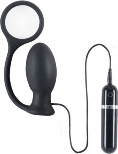 Кольцо на пенис с анальным стимулятором Thriller Ass (10 режимов , черный) (Цвет: черный)