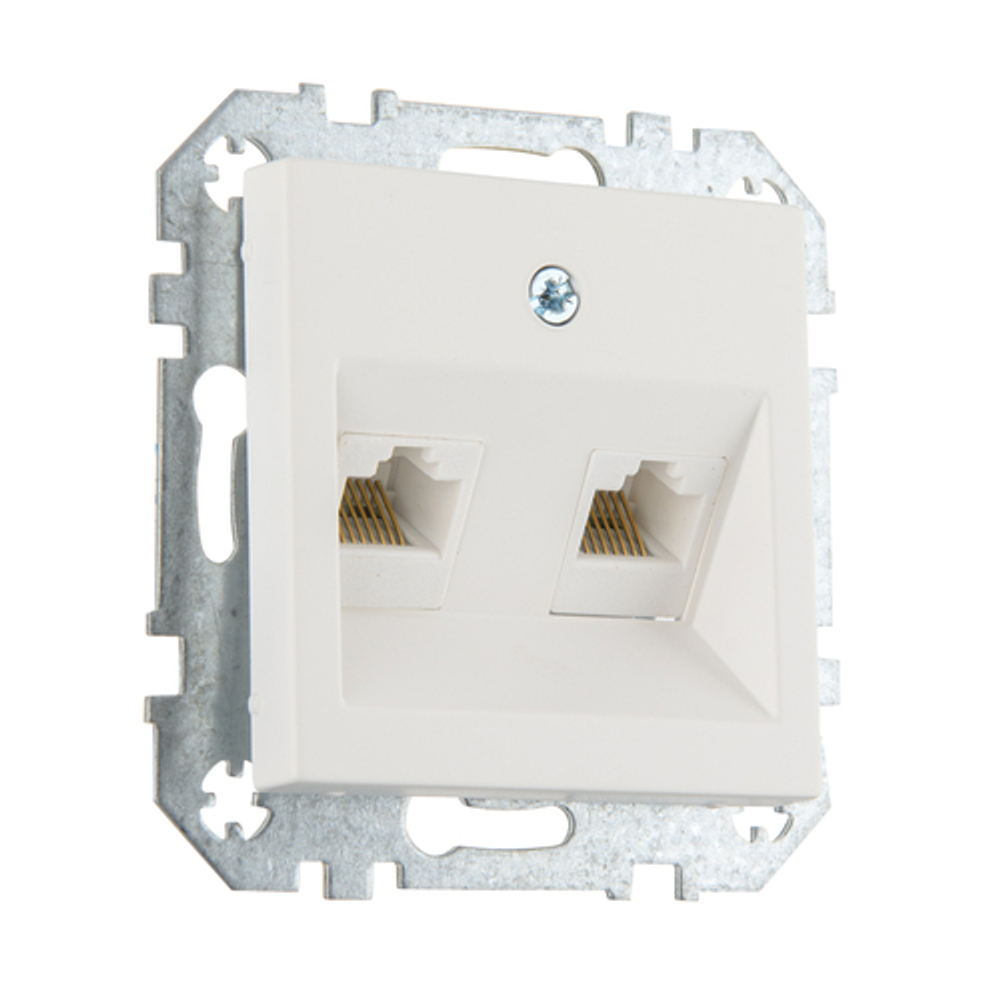 Розетка компьютерная RJ45 двойная LIREGUS RETRO IKL-002-01.R/WWM белая матовая