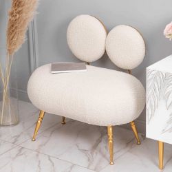 Банкетка Французик Золото Букле Белый