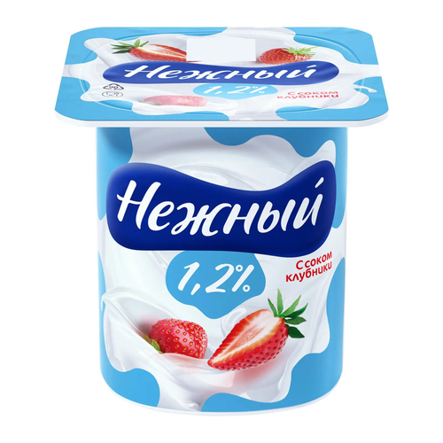 Кампина йогурт нежный с соком клубники1.2% 100гр