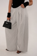 Брюки на резинке из хлопка в мелкий цветочек