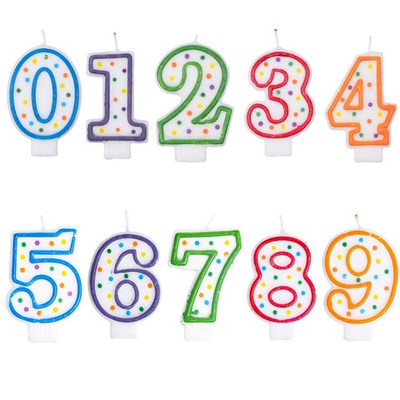 Свечи-цифры «Горошек» цветной двухсторонний рисунок, 7,6 см