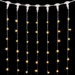 Светодиодный занавес с колпачком 2*3 м., 600 теплых белых LED ламп, прозрачный провод ПВХ, IP65, LTC (PCL602CAP-10-2WW)