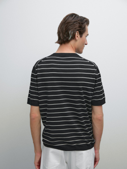 Massimo Dutti Хлопковая трикотажная футболка, темно-синий