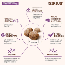 Полнорационный сухой корм SIRIUS PREMIUM для стерилизованных кошек с индейкой и курицей, Пакет 1,5 к