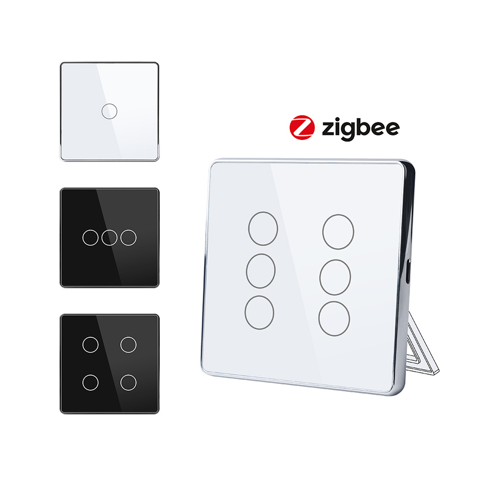 Сенсорный выключатель Zigbee 4CH беспроводной SS4 (на аккумуляторах, черный)