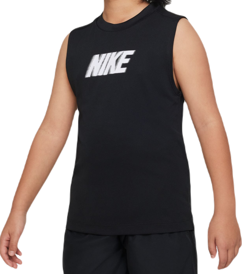 Футболка для мальчика теннисная Nike Dri-Fit Multi+ Sleeveless Training Top - black/white