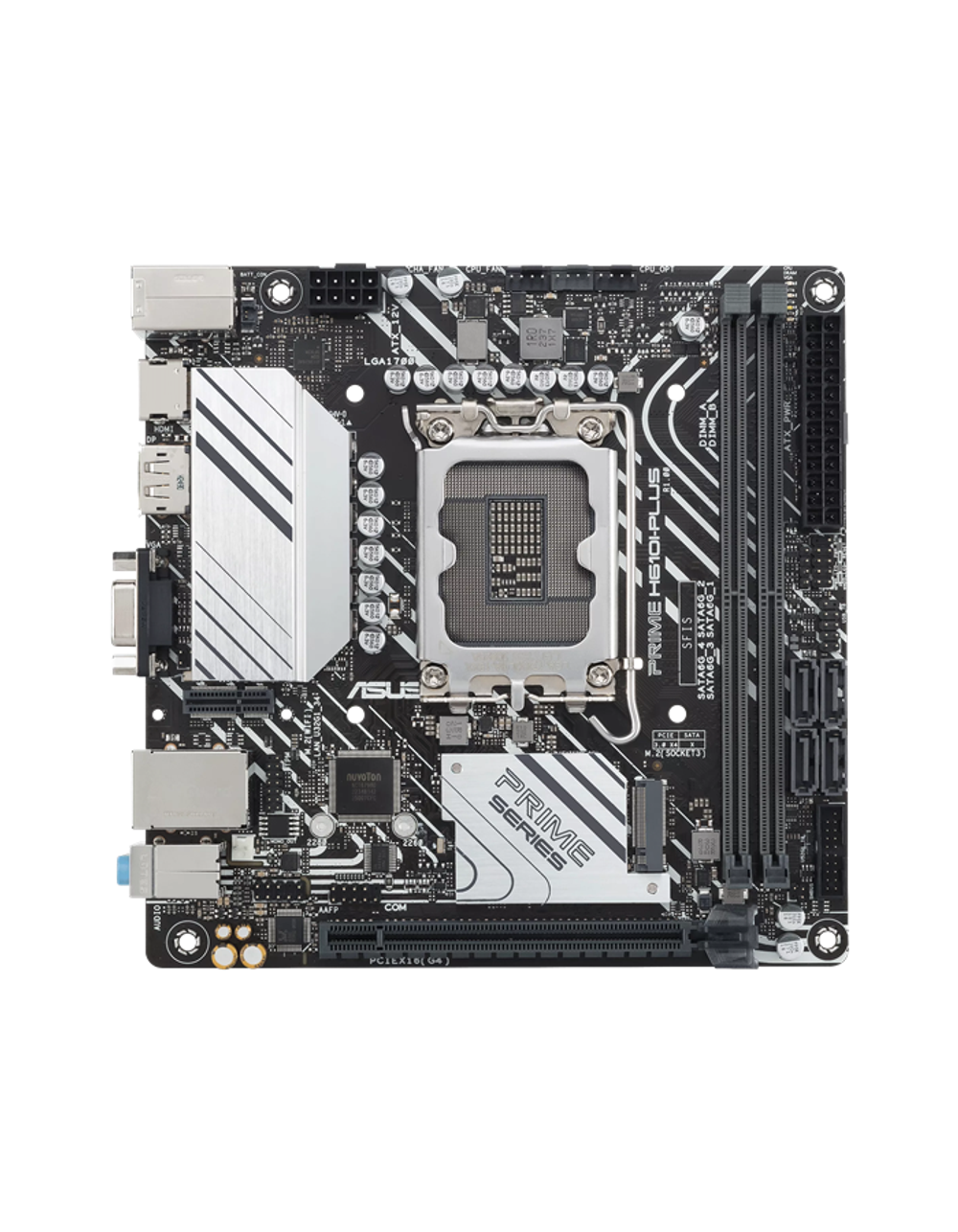 Материнская плата ASUS PRIME H610I-PLUS-CSM, LGA1700, B610, 2*DDR5, 4*SATA, 1*M.2, 2*USB 3.2, 2*USB 2.0, 1*PCIx16, HDMI+DP+VGA, mITX; 90MB1GB0-M0EAYC