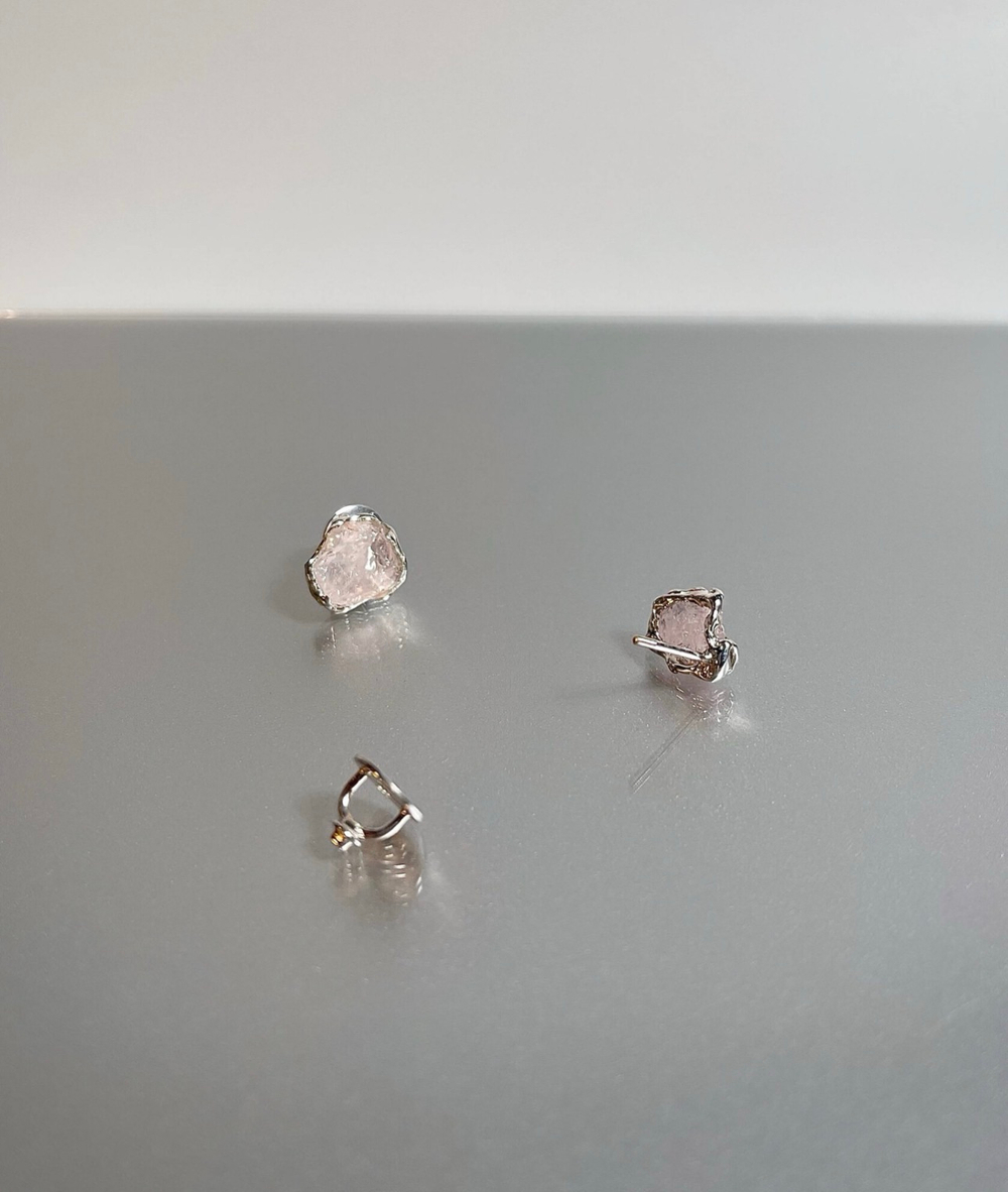 серьги кариатида с розовым кварцем