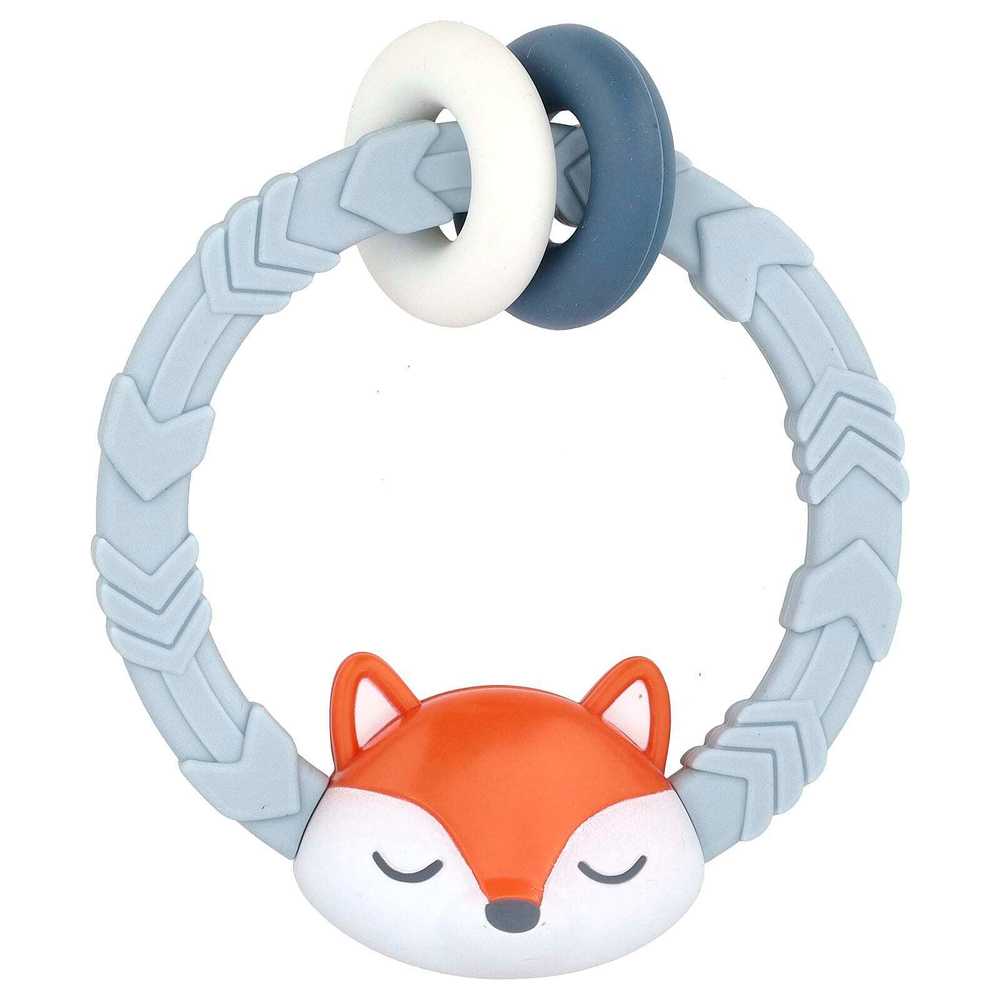 itzy ritzy, Ritzy Rattle, силиконовый прорезыватель с погремушкой, для детей от 3 месяцев, лисичка, 1 шт.