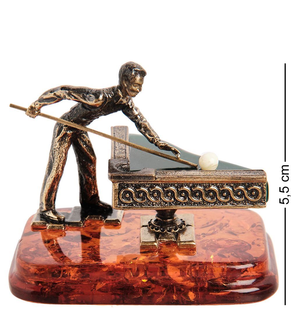 Народные промыслы AM- 795 Фигурка «Бильярд» (латунь, янтарь)