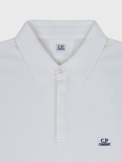 Поло C.P. Company Stretch Piquet Concealed Placket Gauze White