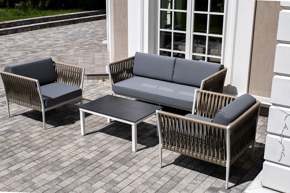 "Касабланка" лаунж-зона плетеная из роупа 4-местная, цвет серый