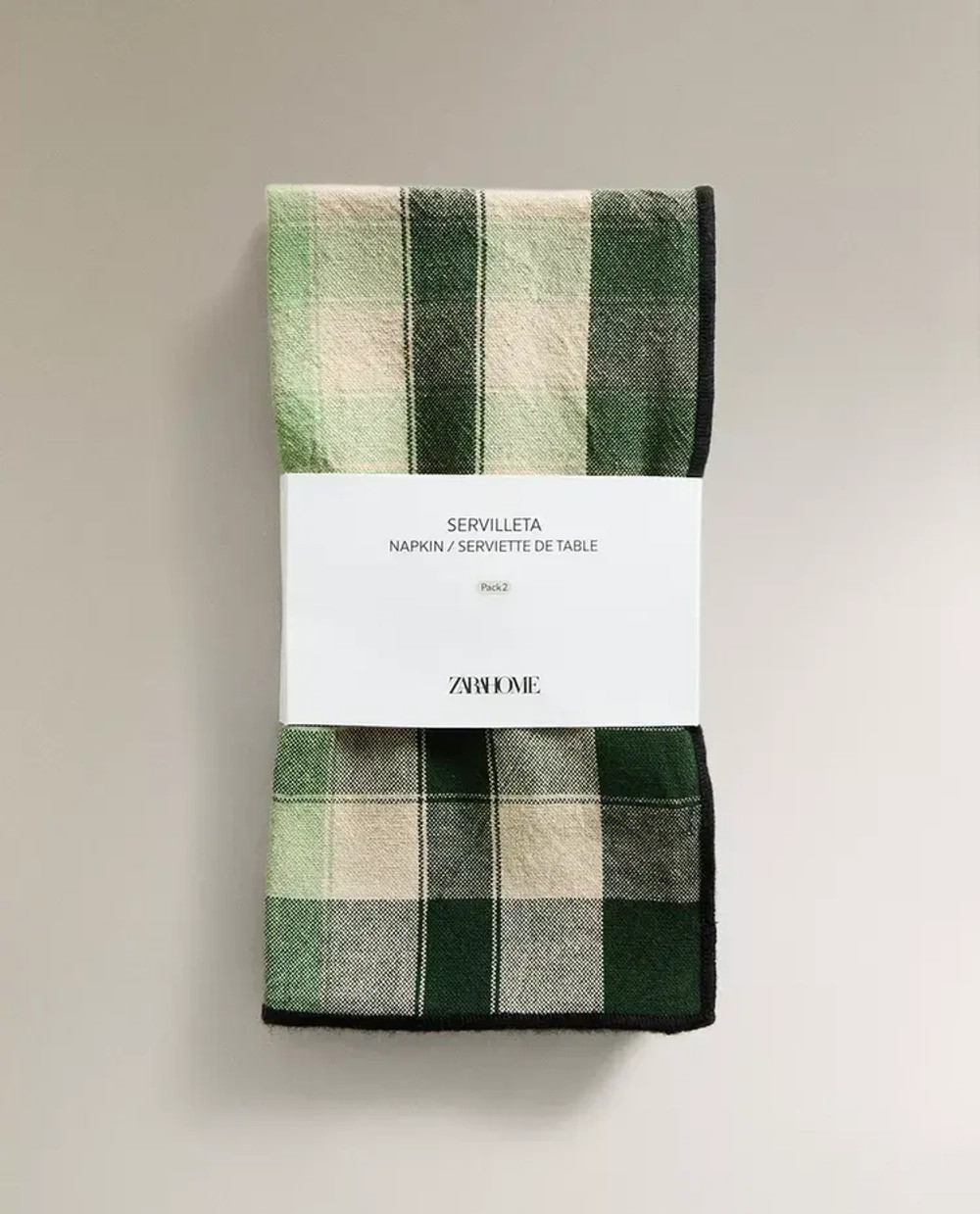ZARA HOME САЛФЕТКА В КЛЕТКУ (НАБОР ИЗ 2 ШТ.), ЗЕЛЕНЫЙ