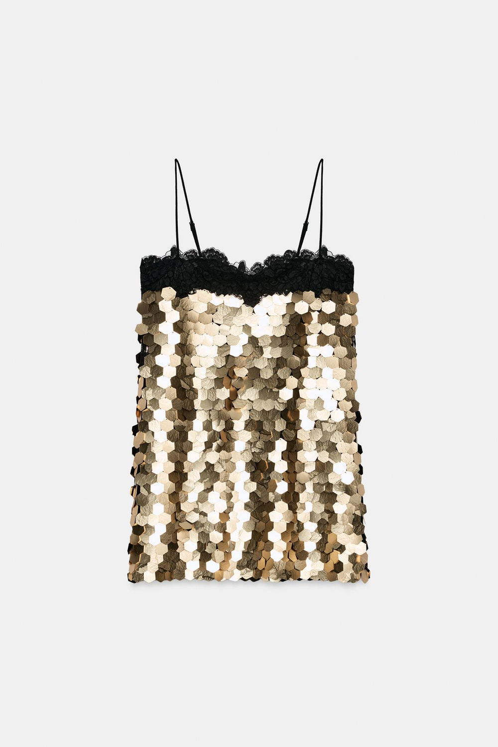 ZARA КОРОТКОЕ ПЛАТЬЕ С ПАЙЕТКАМИ — ZW COLLECTION, ЗОЛОТИСТЫЙ