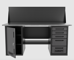 Верстак двухтумбовый дверь/5 ящиков с экраном, серый 1800*700 Garopt, GT1800DY5PP.grey