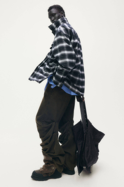 H&M - Glenn Martens Рубашка в клетку из фольгированной фланели, черный